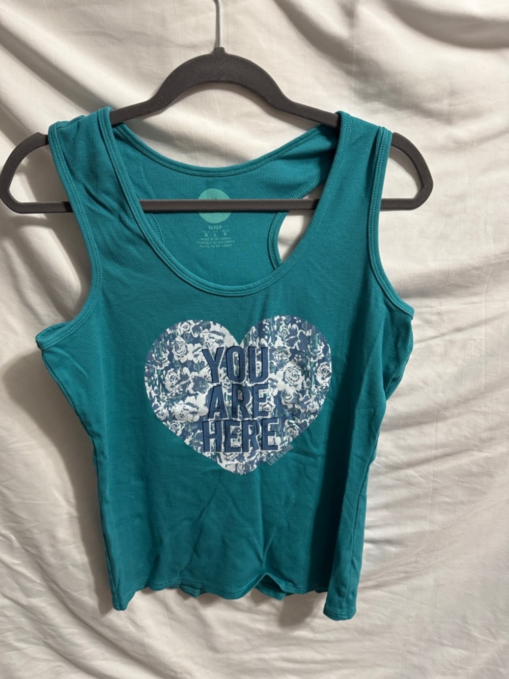 Life Is Good Teal Women's Tank with Floral Heart Graphic